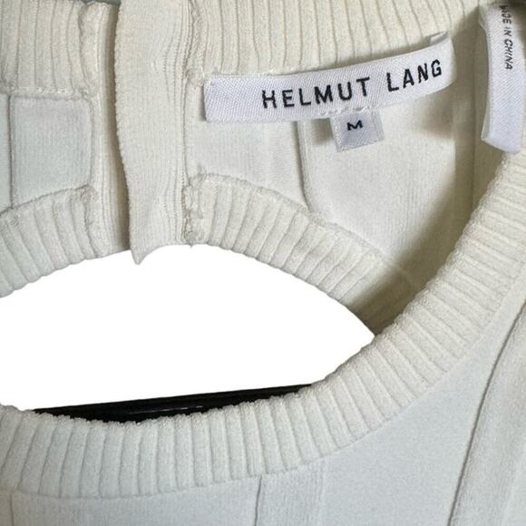 Helmut Lang Rib Knit Bodycon Midi Dress Open Back Short Sleeve Ivory Size Medium - Picture 5 of 13